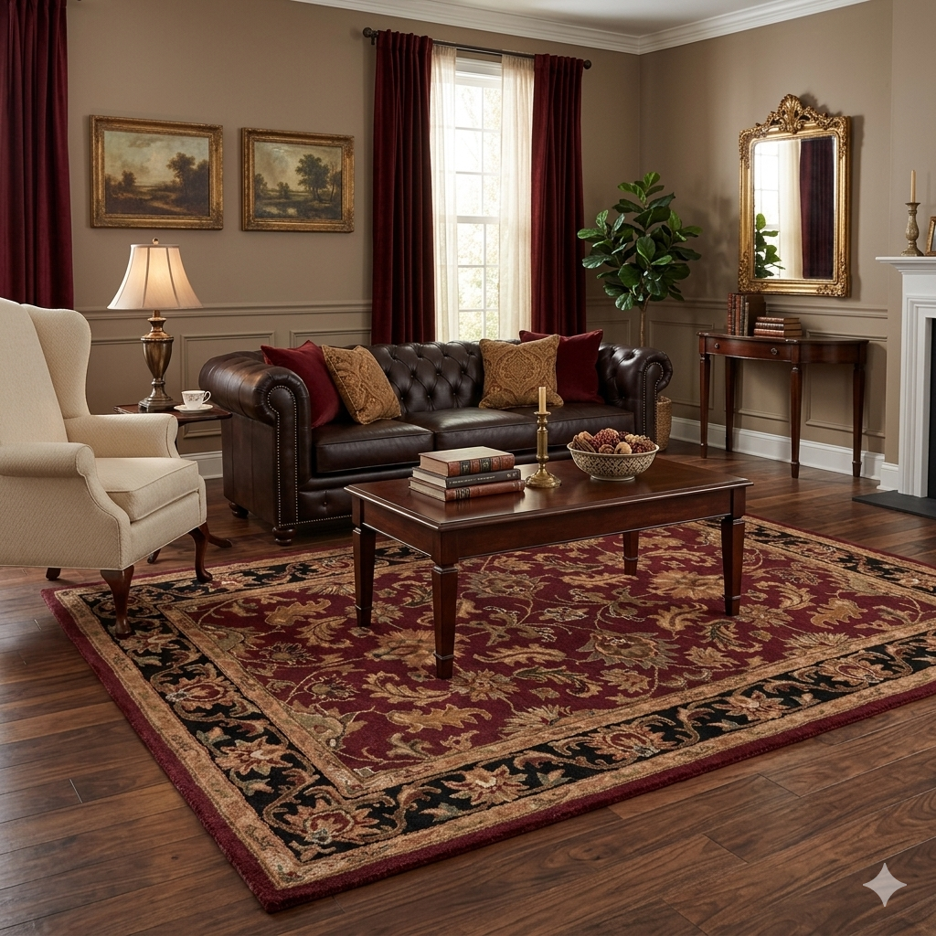 Classic Burgundy Wool Rug
