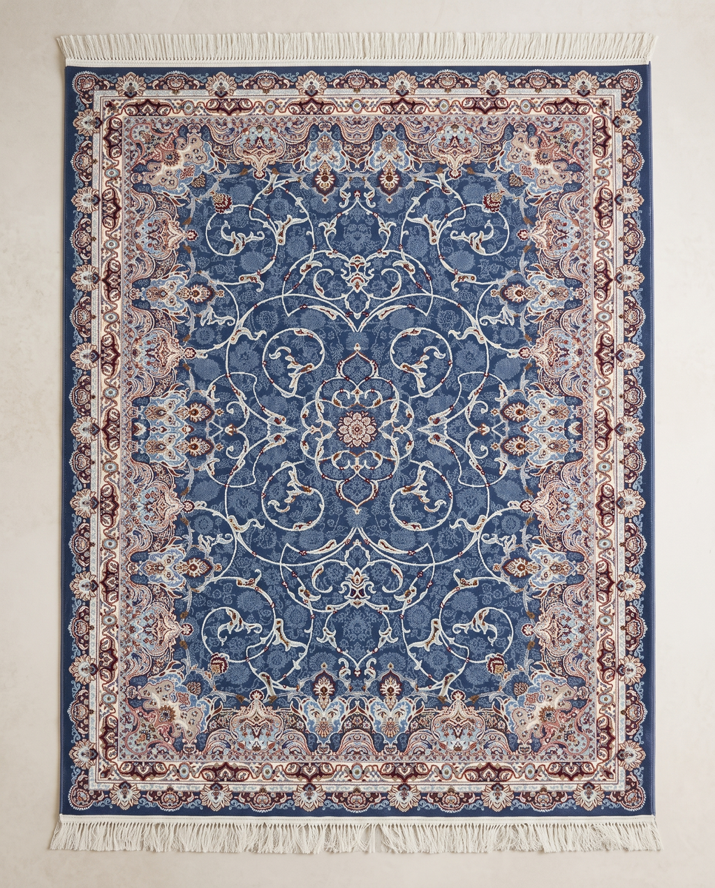 Elegant Blue Irani Floral Carpet for Living Room