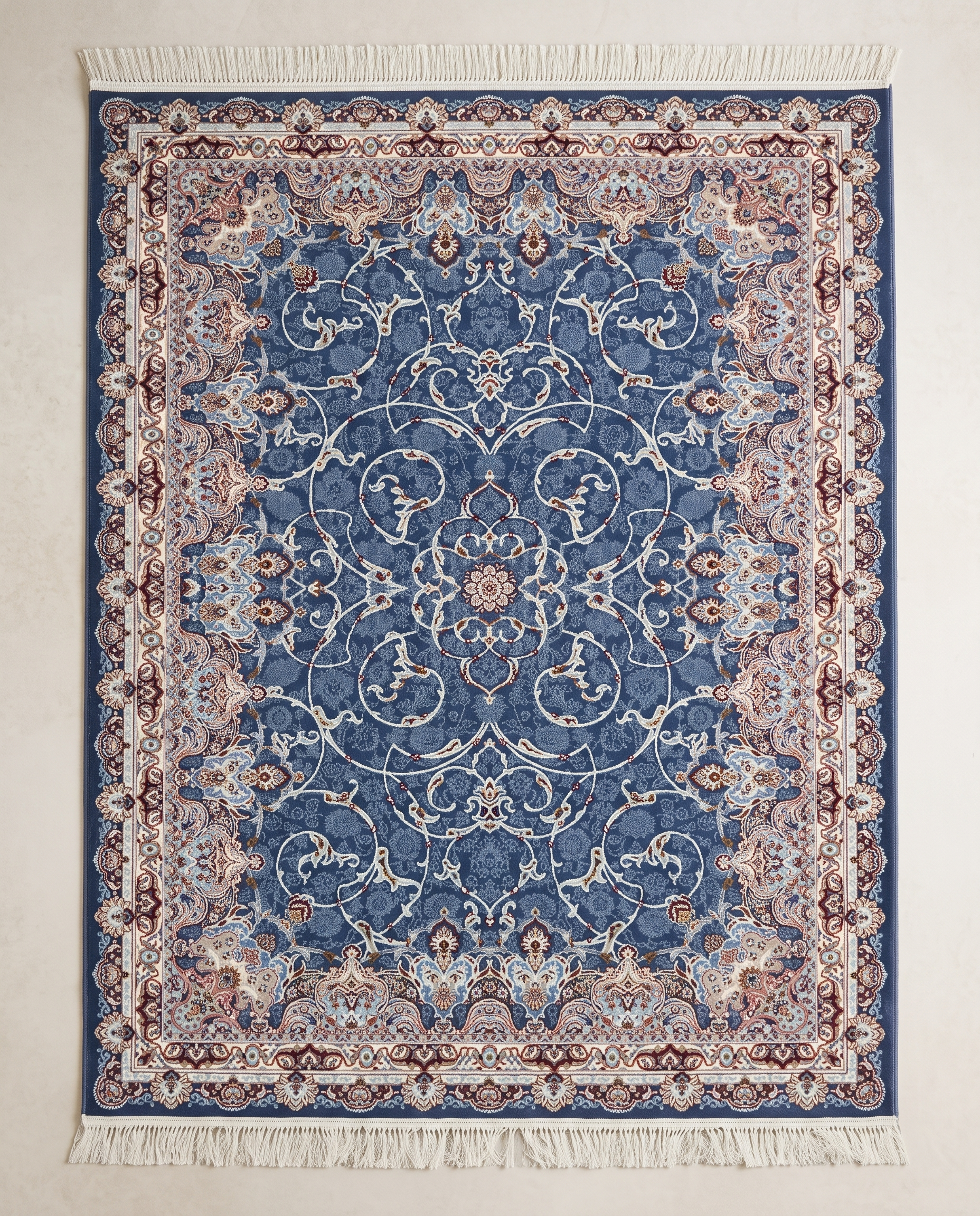 Elegant Blue Irani Floral Carpet for Living Room
