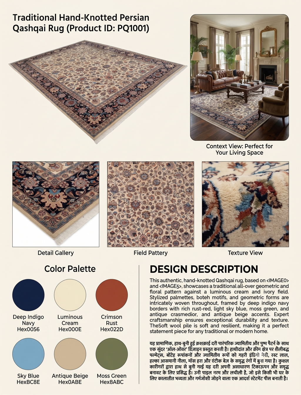 Heritage Nain Floral All-Over Wool Rug