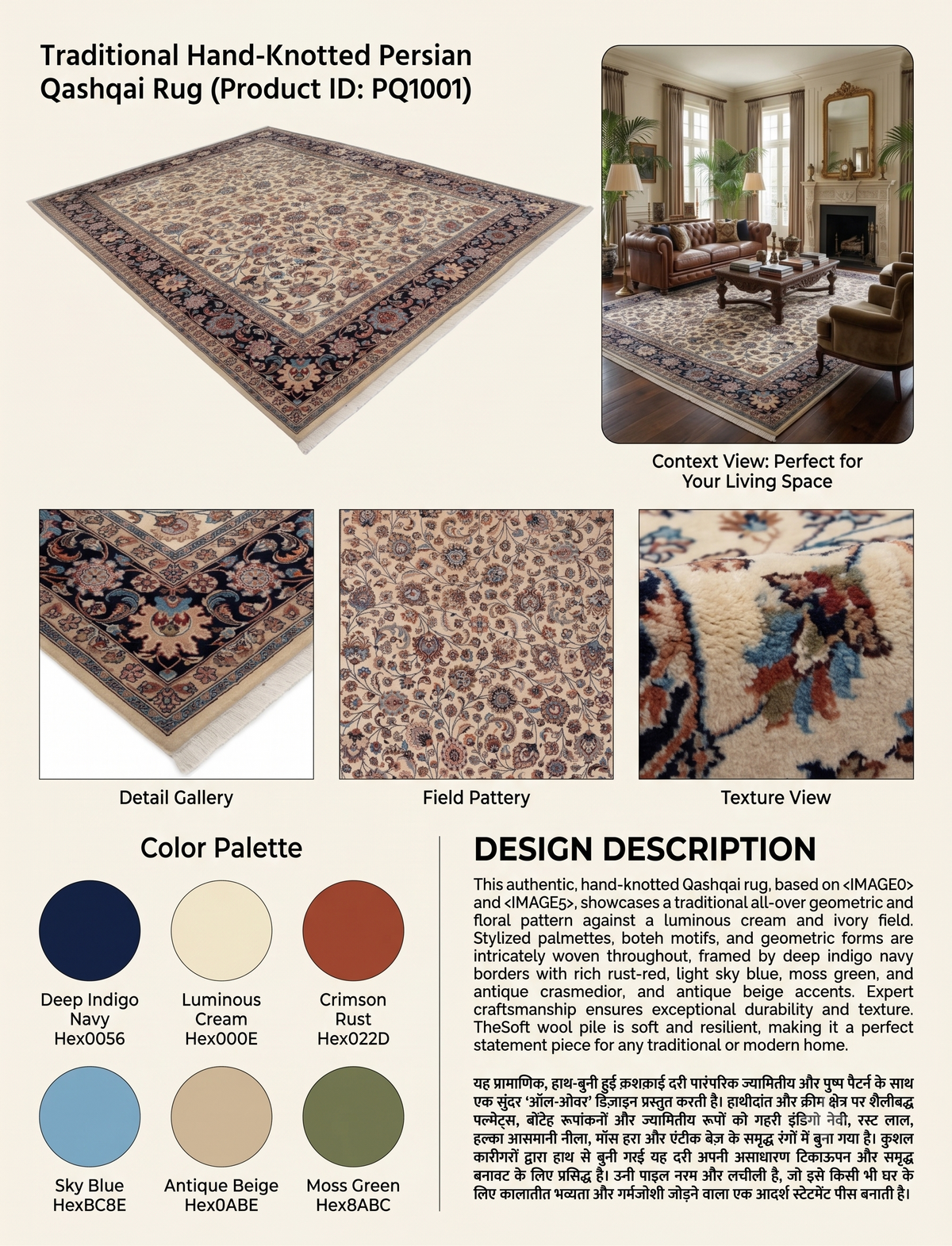 Heritage Nain Floral All-Over Wool Rug