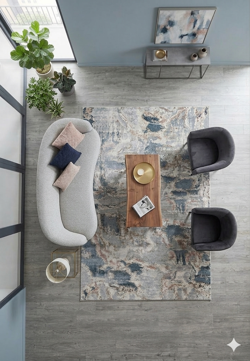 Contemporary Abstract Watercolor Area Rug
