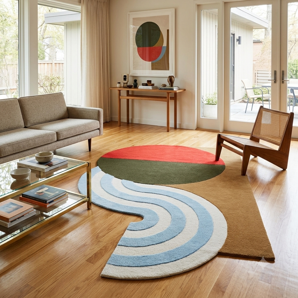 Vermilion Arc Wool Rug