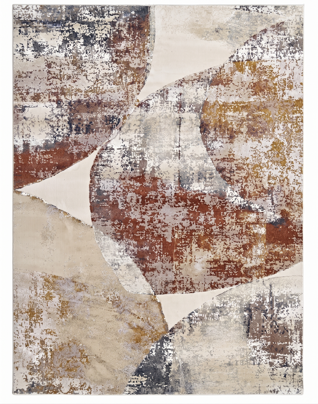 Abstract Contemporary Geometric Distressed Area Rug