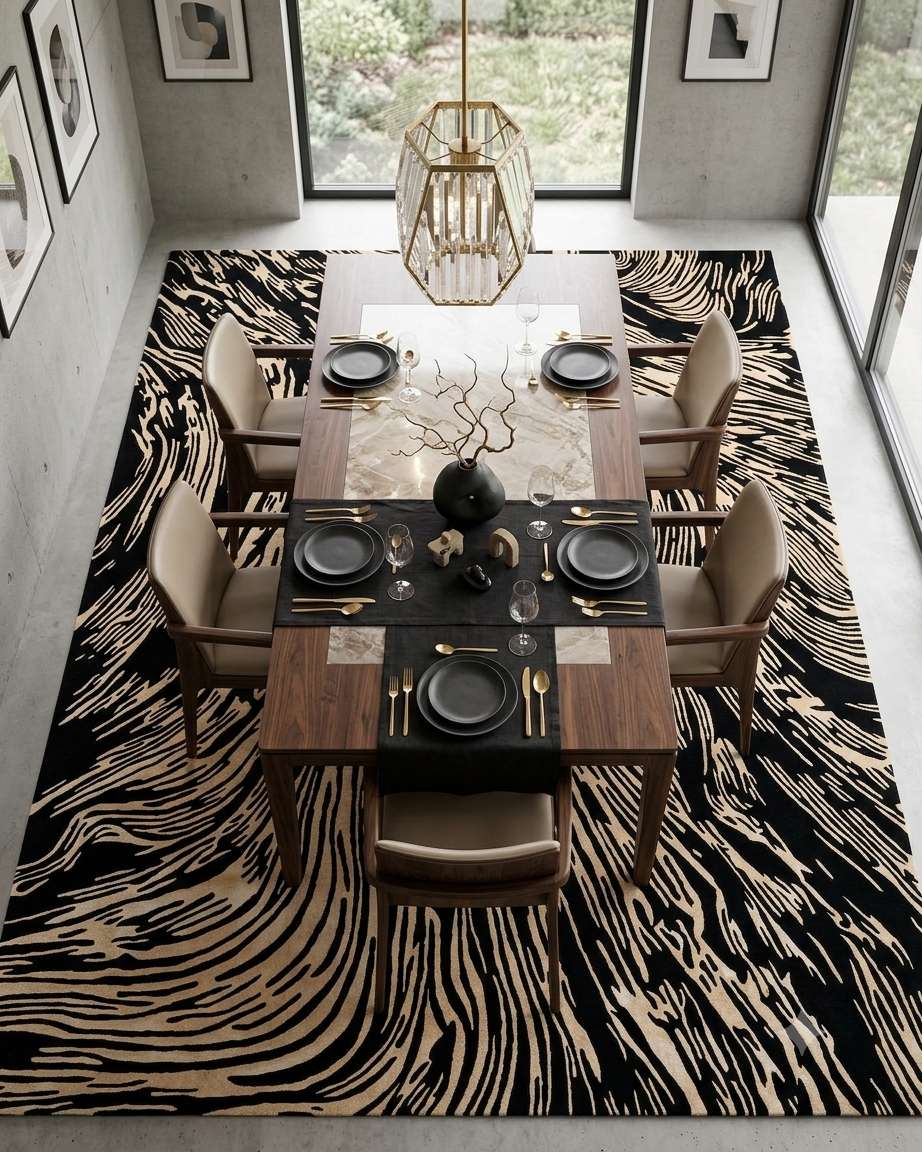 Woodgrain Waves Silk Rug