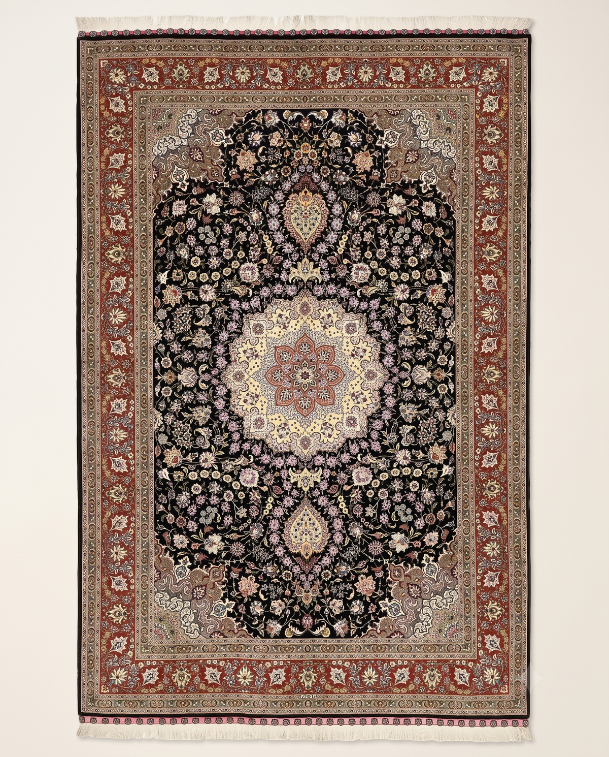 The Obsidian Sovereign Antique Noir Arabesque Medallion Area Rug
