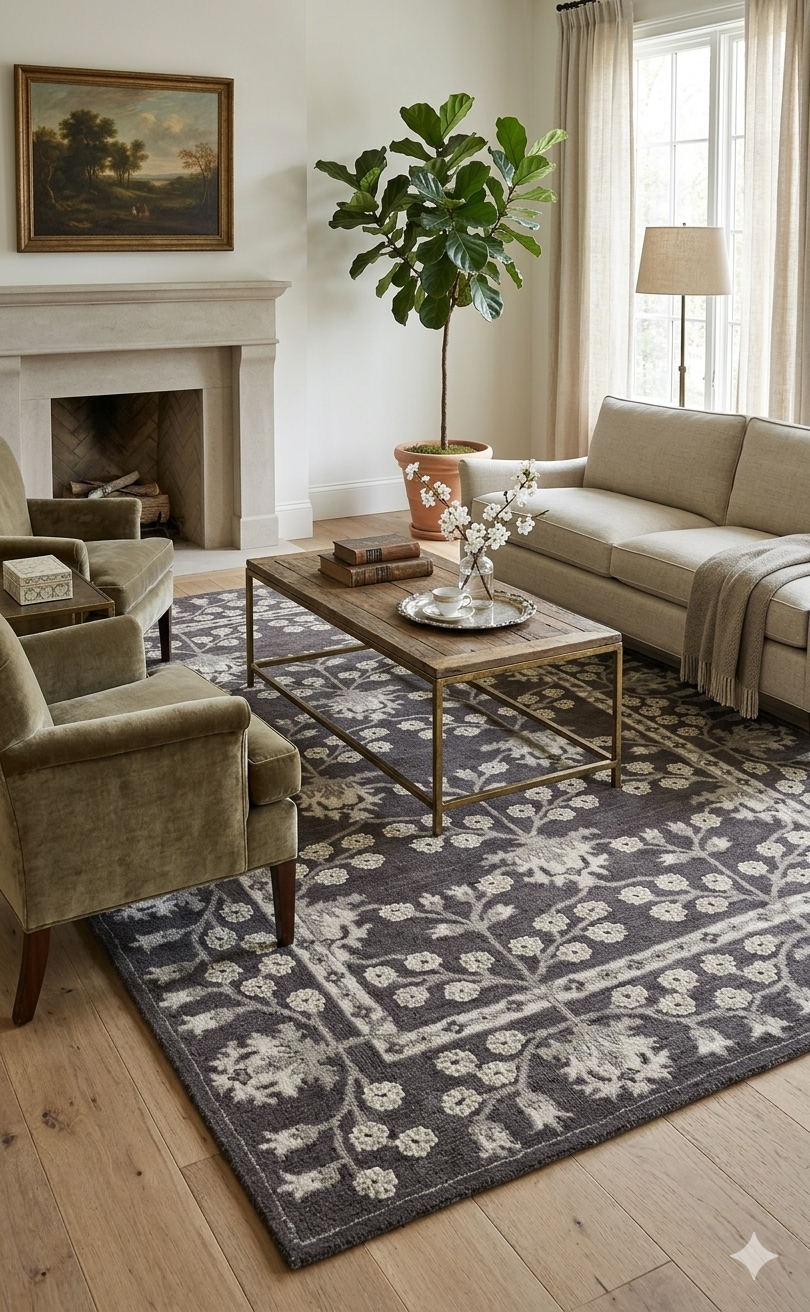 Charcoal & Ivory Hand Tufted Wool Rug