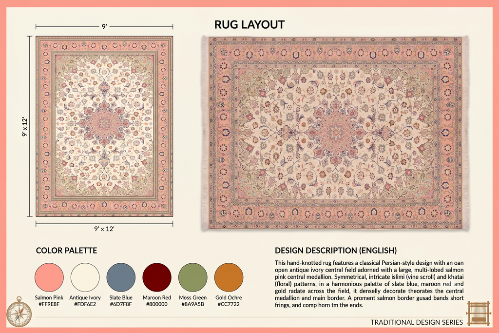 Royal Isfahan Coral Blossom Wool Rug