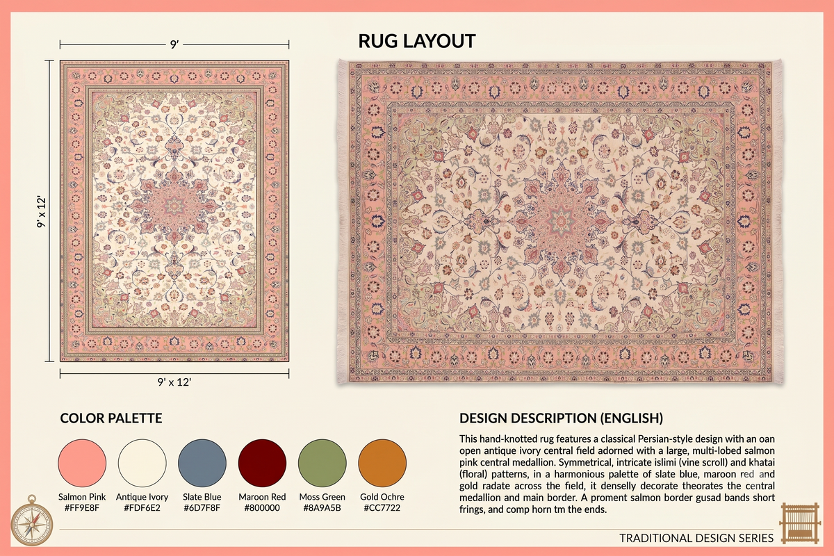 Royal Isfahan Coral Blossom Wool Rug
