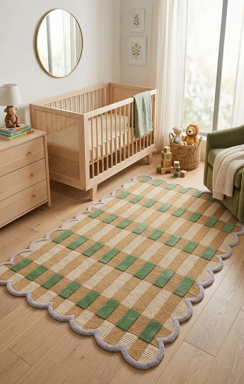Textured Grid Plaid Rug