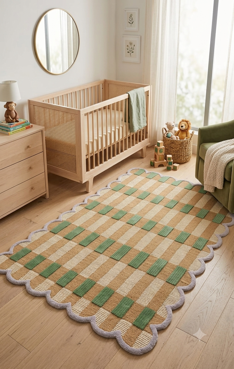 Textured Grid Plaid Rug