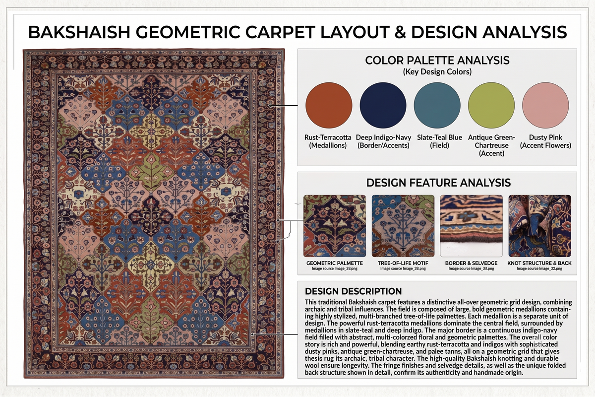 Vintage Bakhtiari Garden Lattice Wool Rug