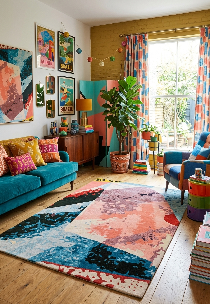 Chromatic Echo Abstract Wool Rug