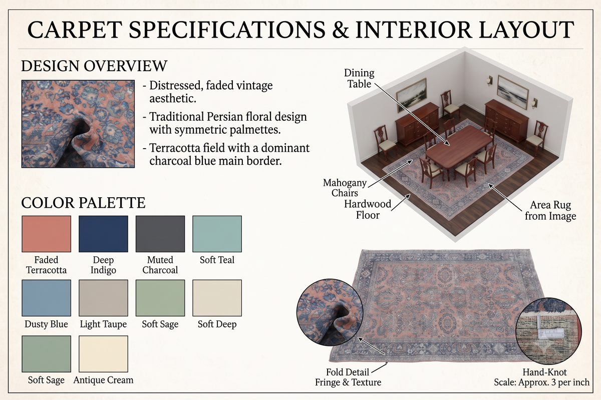 Vintage Grandeur Hand-Knotted Pure Wool Rug