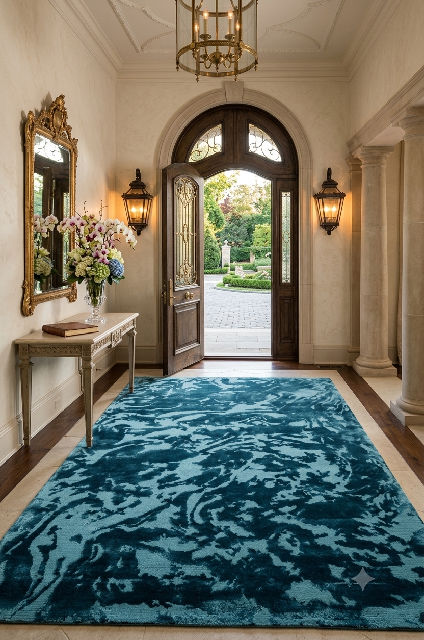 Velvet Ocean Silk Wool Rug