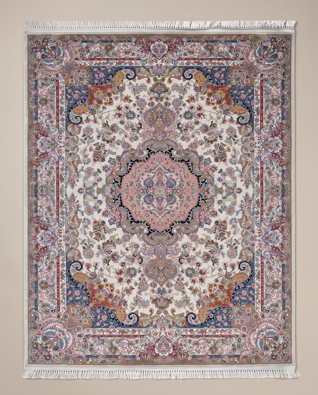 Vintage Irani Carpet with Soft Faded Floral Pattern Appeal
