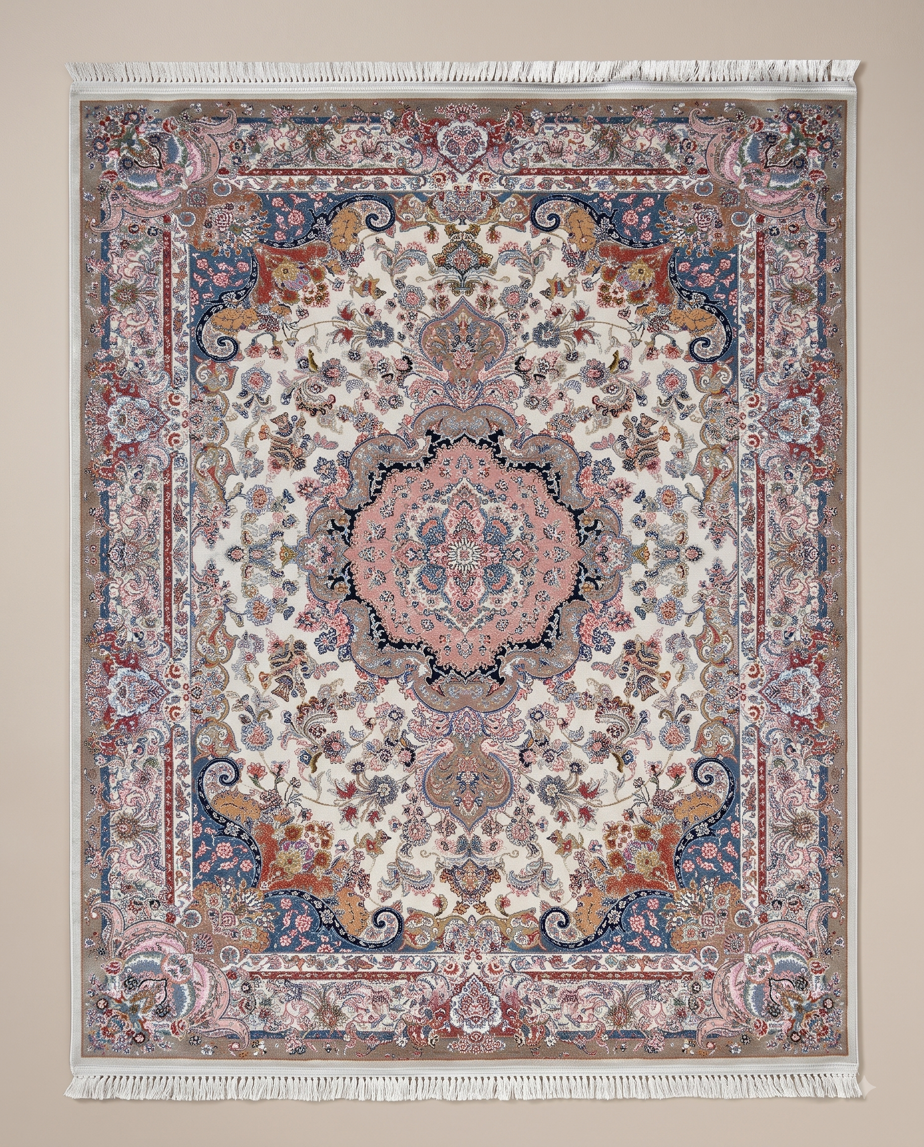 Vintage Irani Carpet with Soft Faded Floral Pattern Appeal