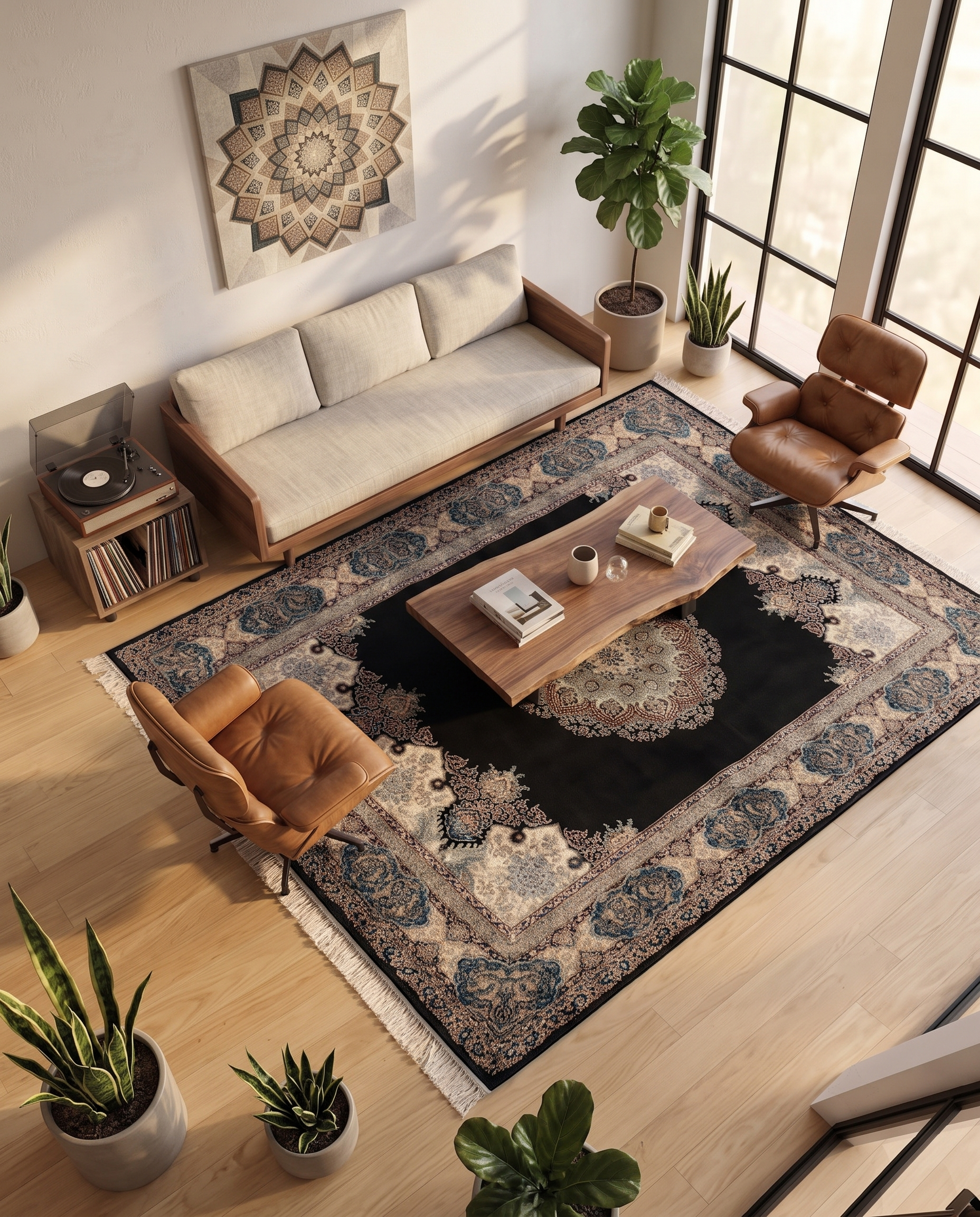 Opulent Irani Noir Medallion Carpet