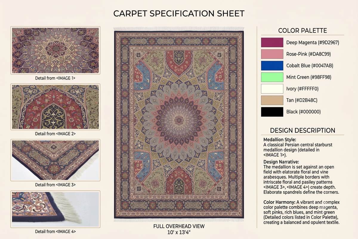 Hand-Knotted Grand Kaleidoscope Ochre Wool Rug