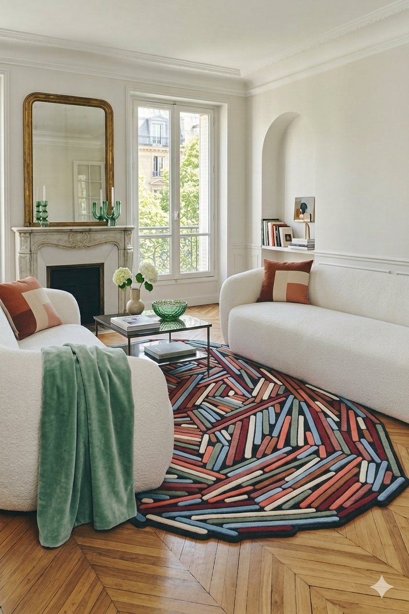 Random Stick Pattern in Rich Multicolor Tones Rug