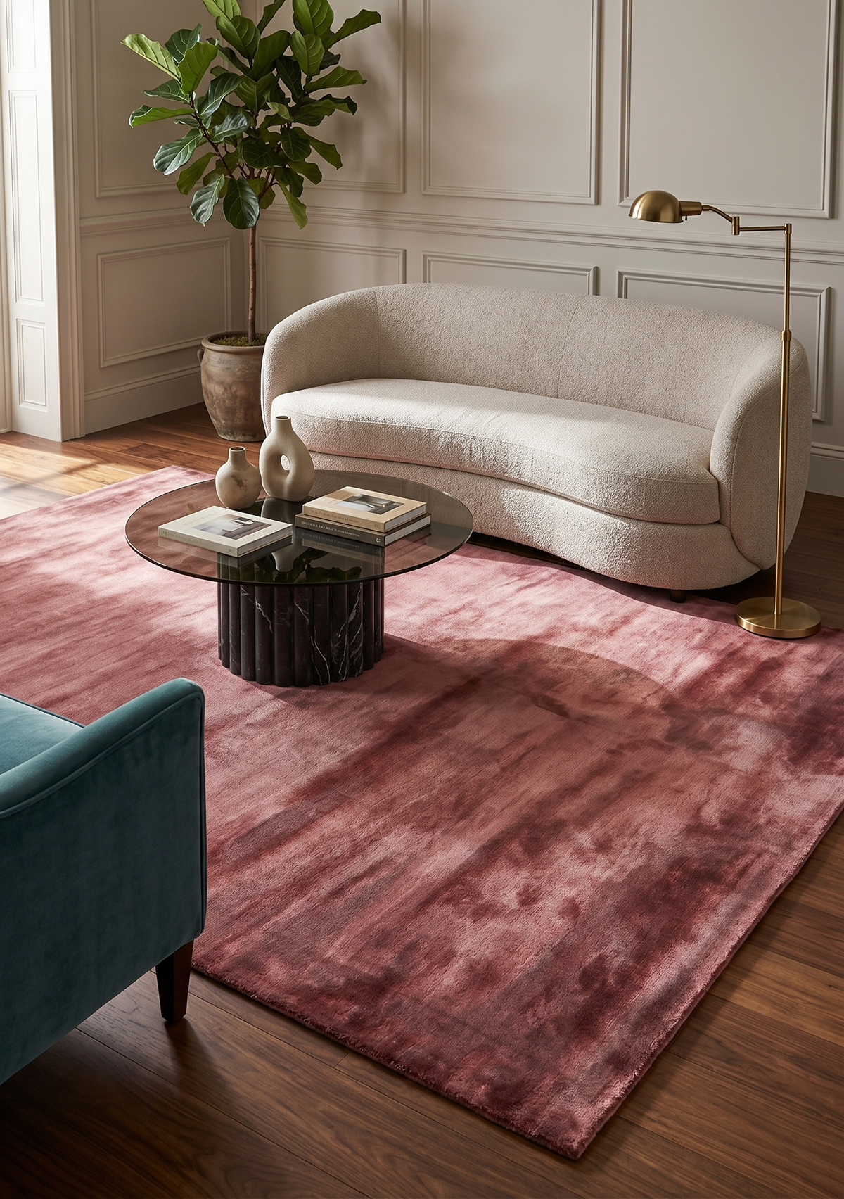 Dusty Wine Viscose Silk Area Rug