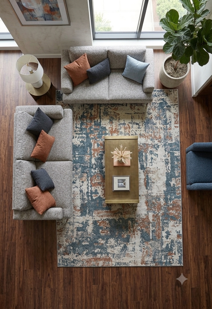 Modern Abstract Distressed Area Rug