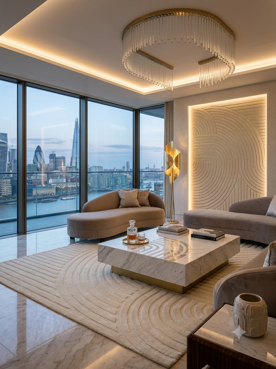 Ivory Geometric Textured Hand Tufted Rug