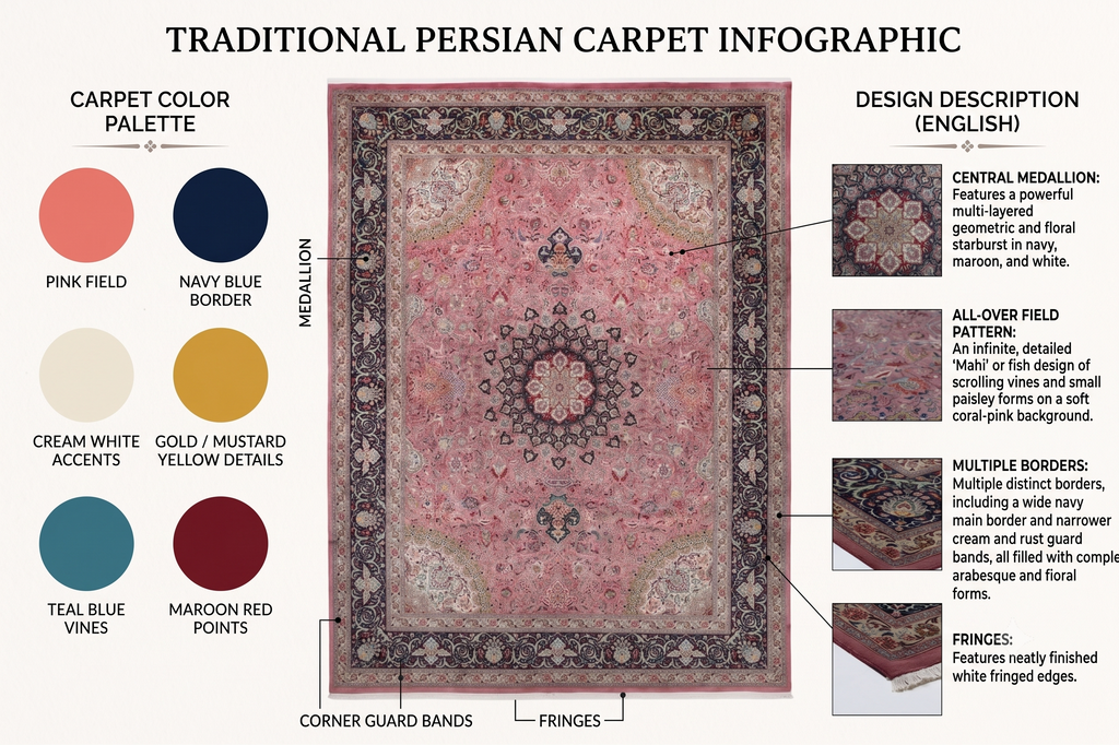 The Rosewood Dynasty Hand-Knotted Heritage Arabesque Rug