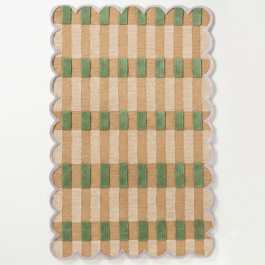 Textured Grid Plaid Rug