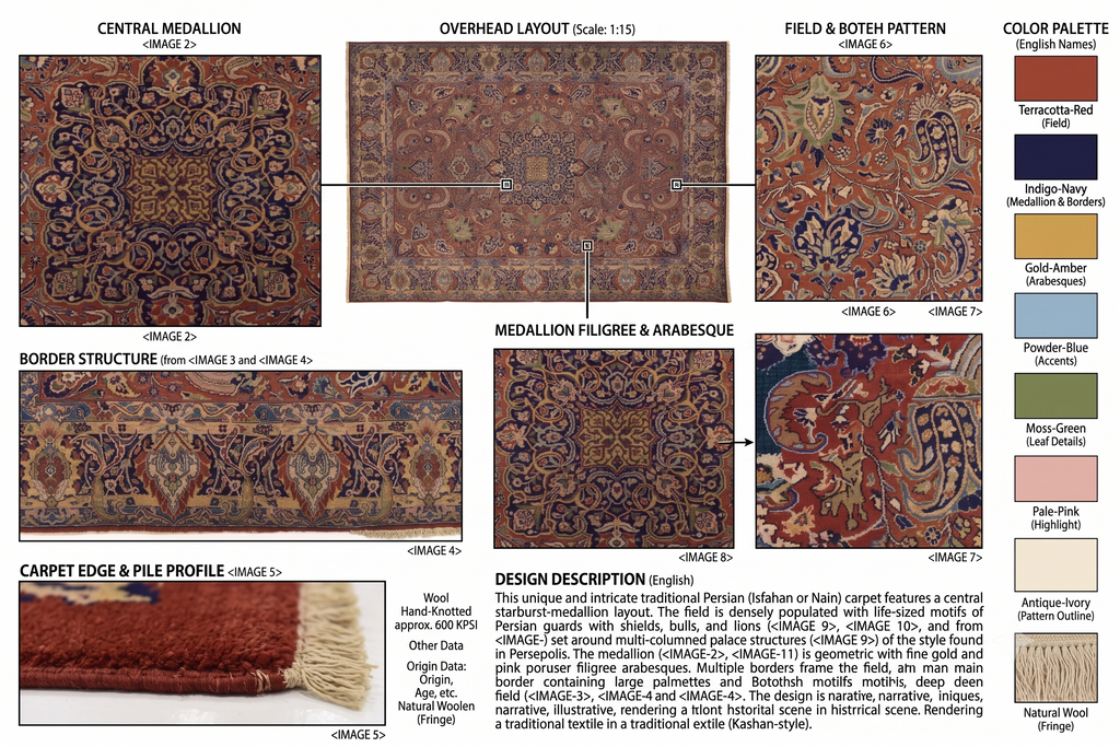 Hand-Knotted Royal Paisley Rust Wool Carpet