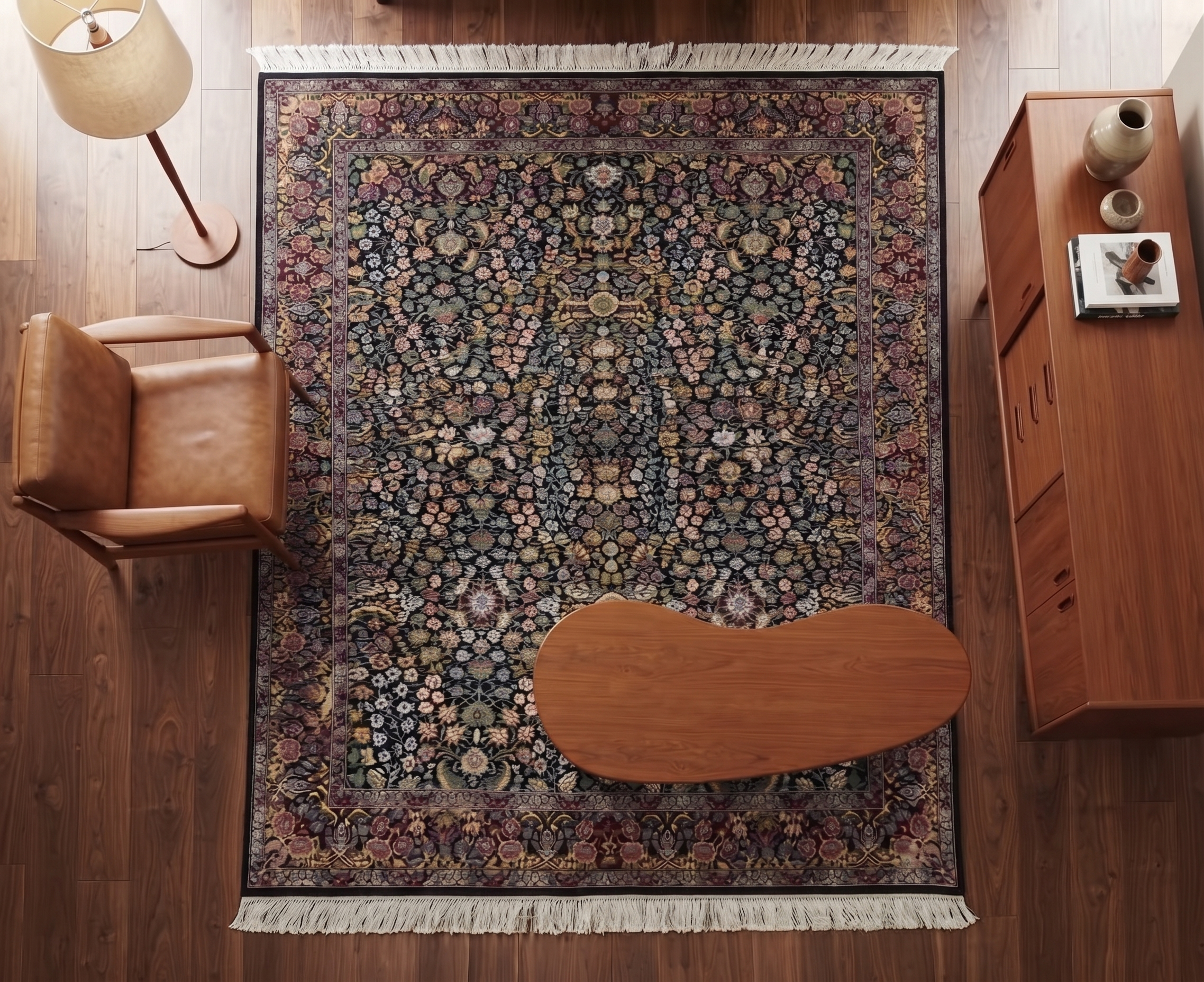 The Obsidian Kashan Bloom Carpet