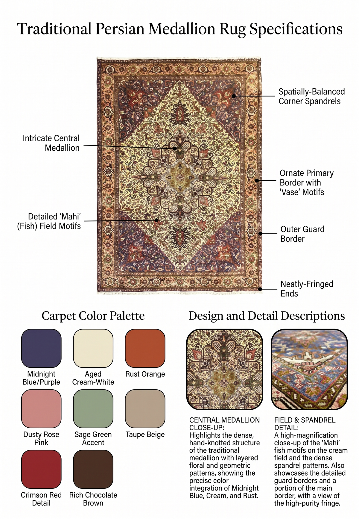 The Heriz Sovereign Hand-Knotted Geometric Diamond Medallion Rug
