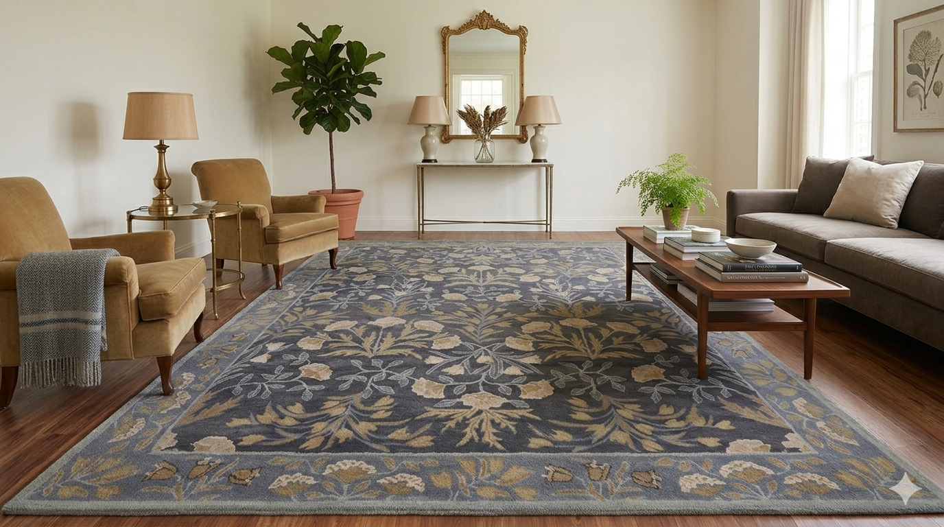 Dark grey persian hallway rug