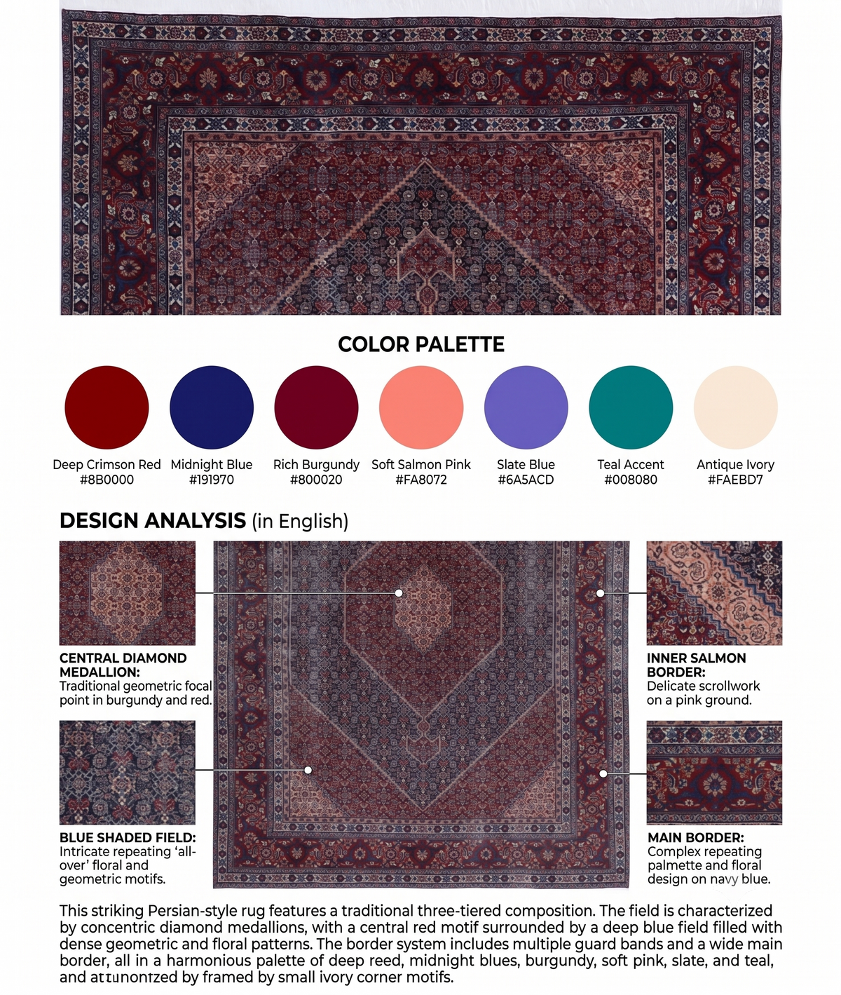 Imperial Tabriz Concentric Diamond Wool Rug