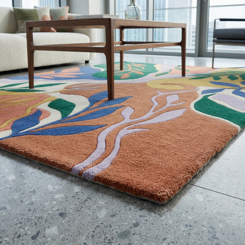 Botanical Mosaic Hand Tufted Rug