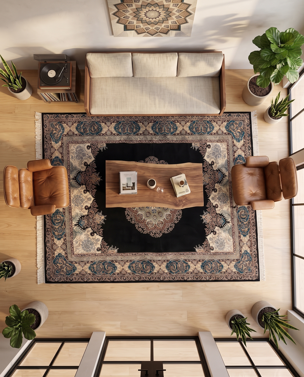 Opulent Irani Noir Medallion Carpet
