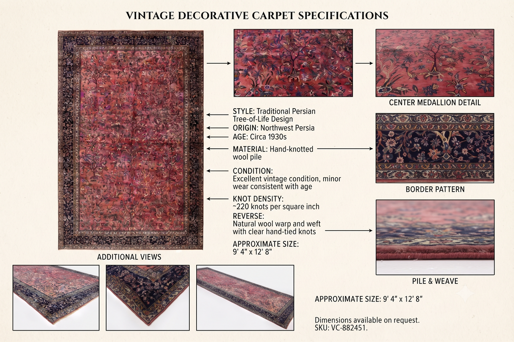 Hand-Knotted Royal Paradise Garden Wool Rug