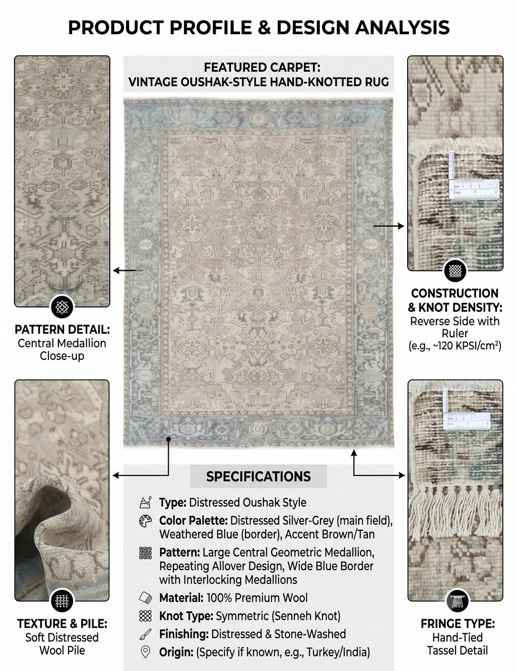 Hand-Knotted Heirloom Serapi Wool Rug
