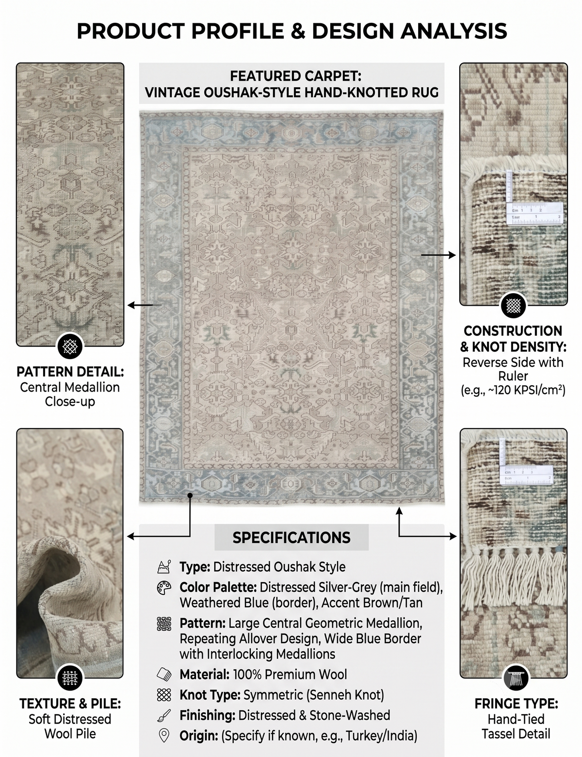 Hand-Knotted Heirloom Serapi Wool Rug