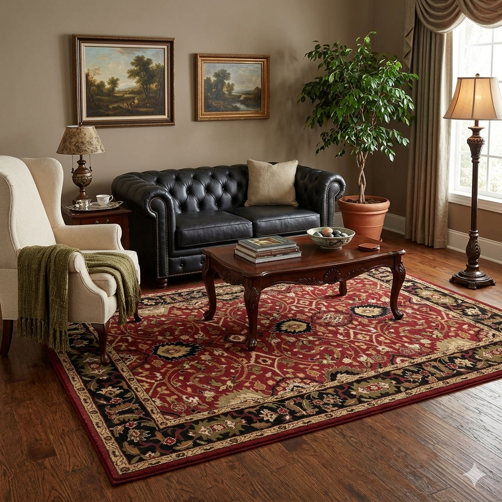 Deep Red Traditional Oriental Rug