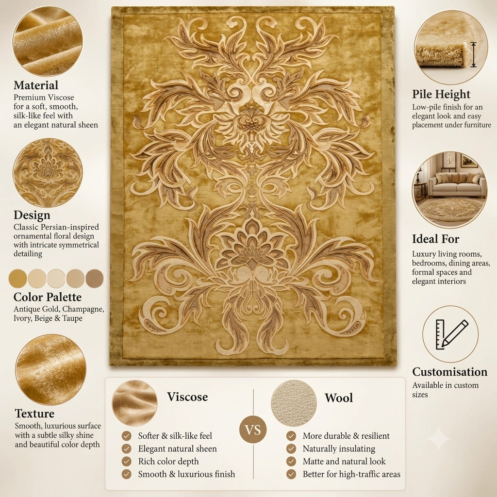 Regal Arabesque Silk Viscose Rug