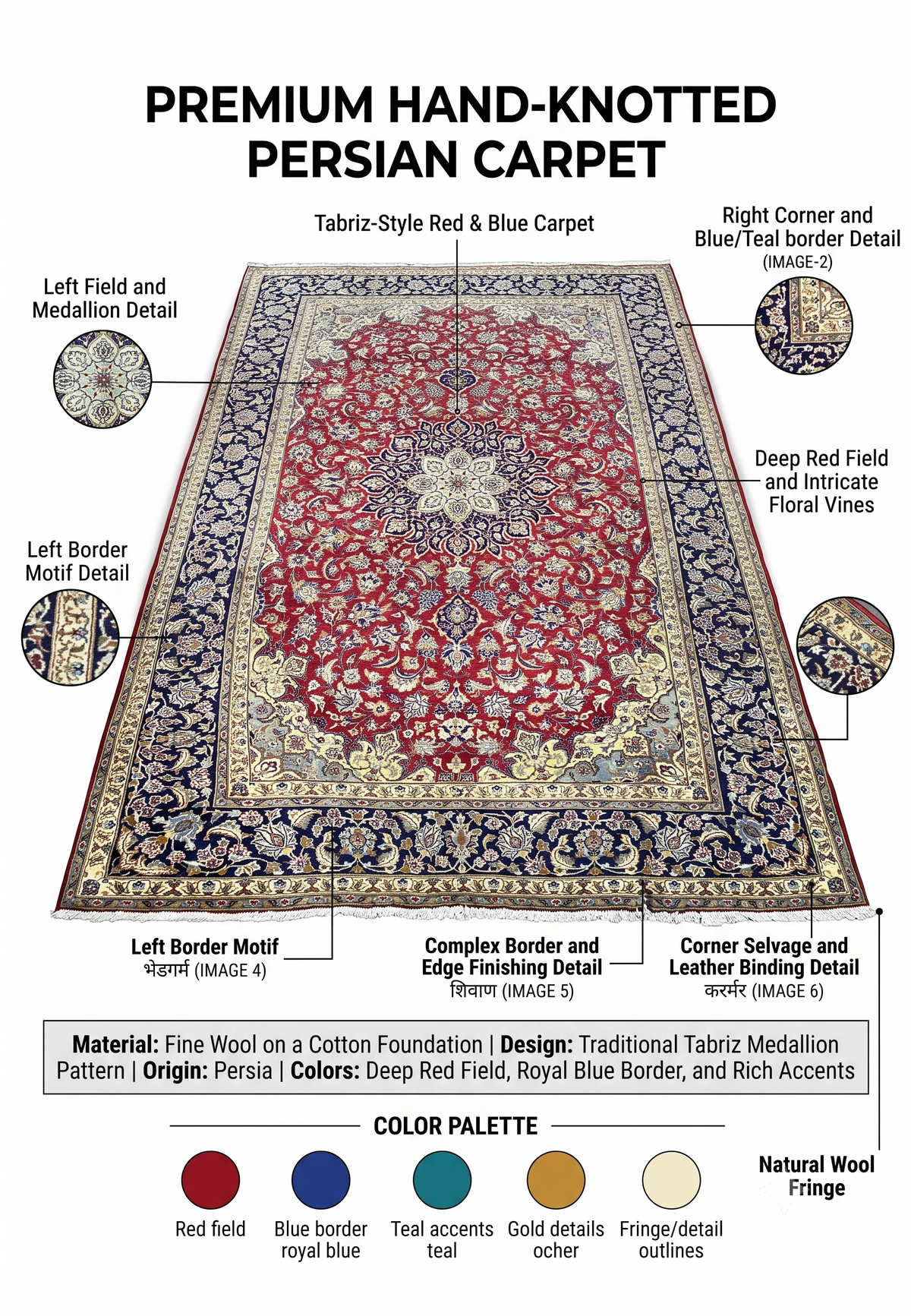 Hand-Knotted Royal Crimson Medallion Rug