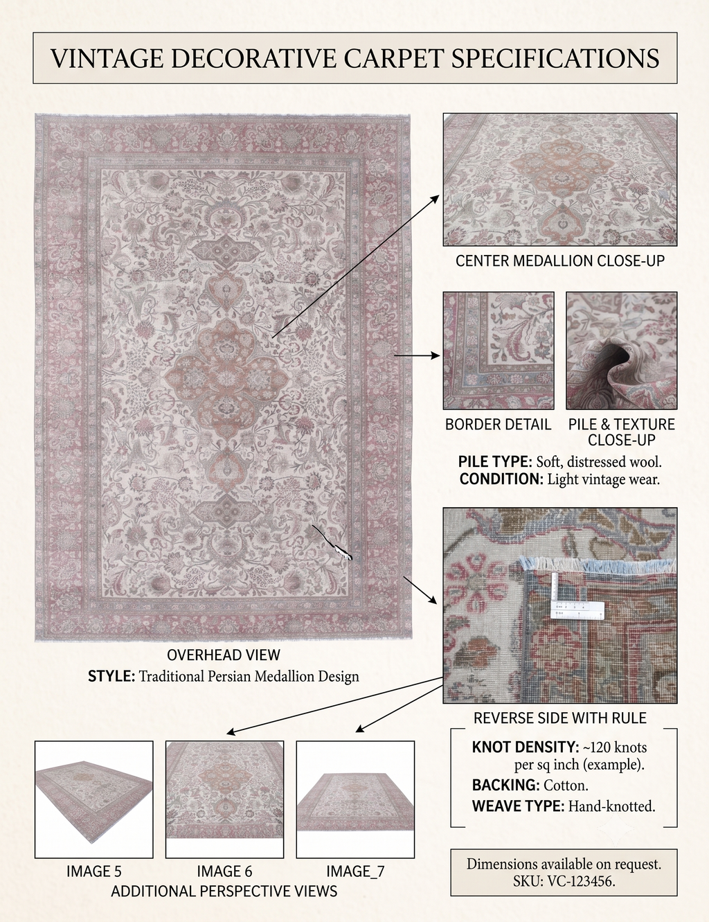 Hand-Knotted Imperial Rosette Wool Rug