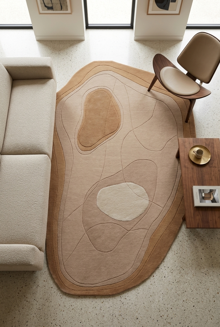 Beige Organic Stratified Irregular Rug
