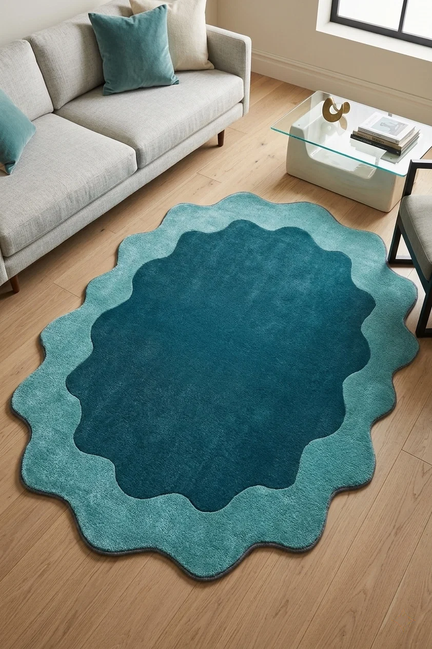 Marine Petals Wool Rug