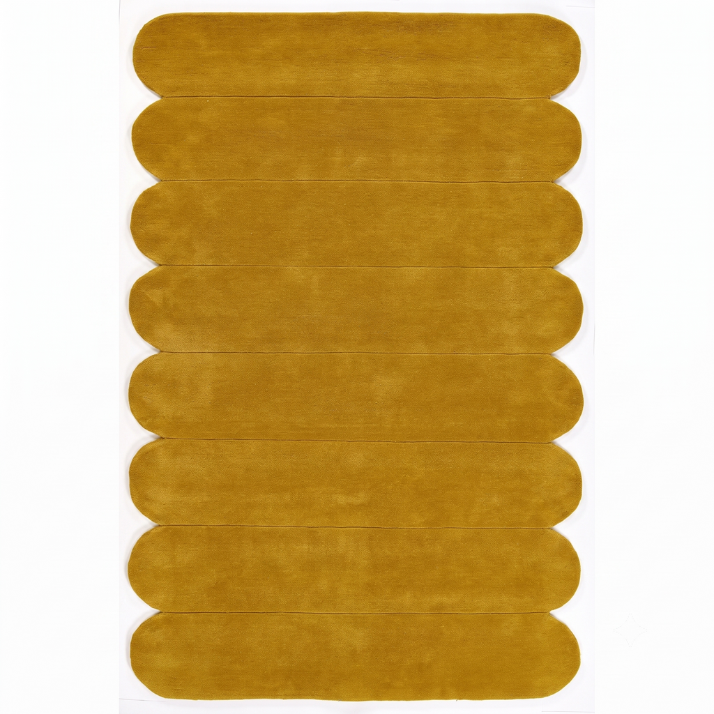 Mustard Gold Sculpted Pill-Strip Area Rug