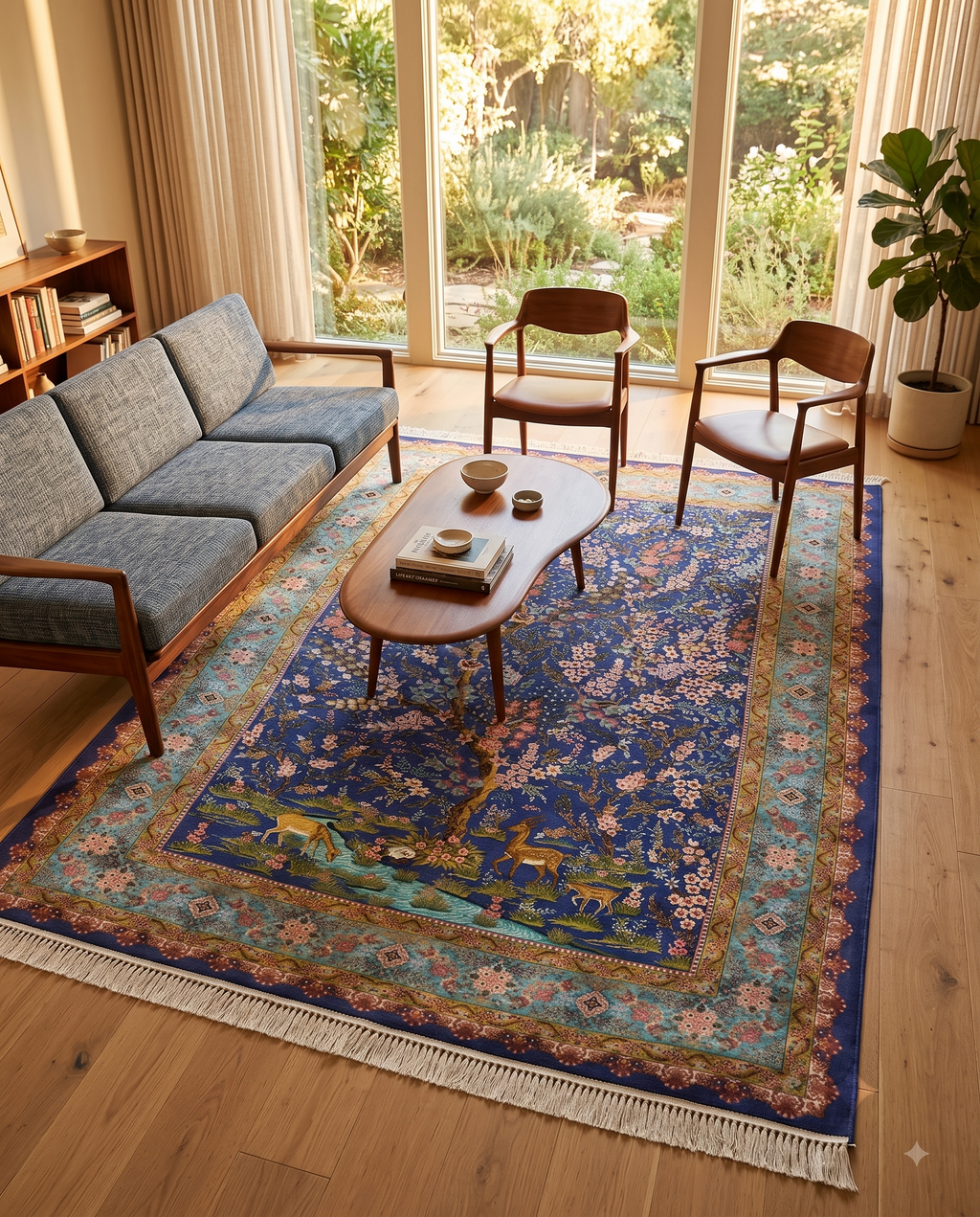 Royal Azure Garden Deer Carpet