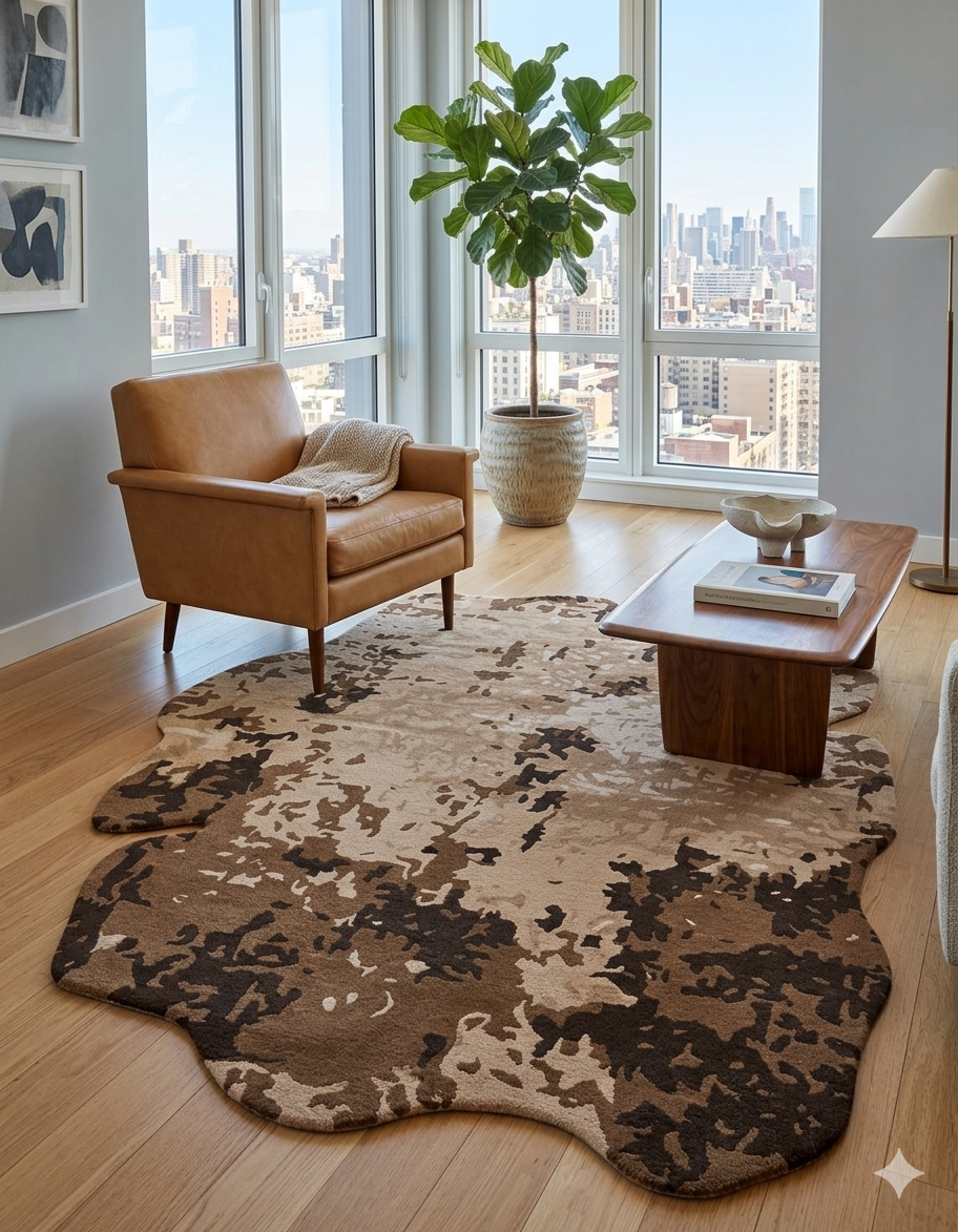 Umber Expressionist Textured Rug