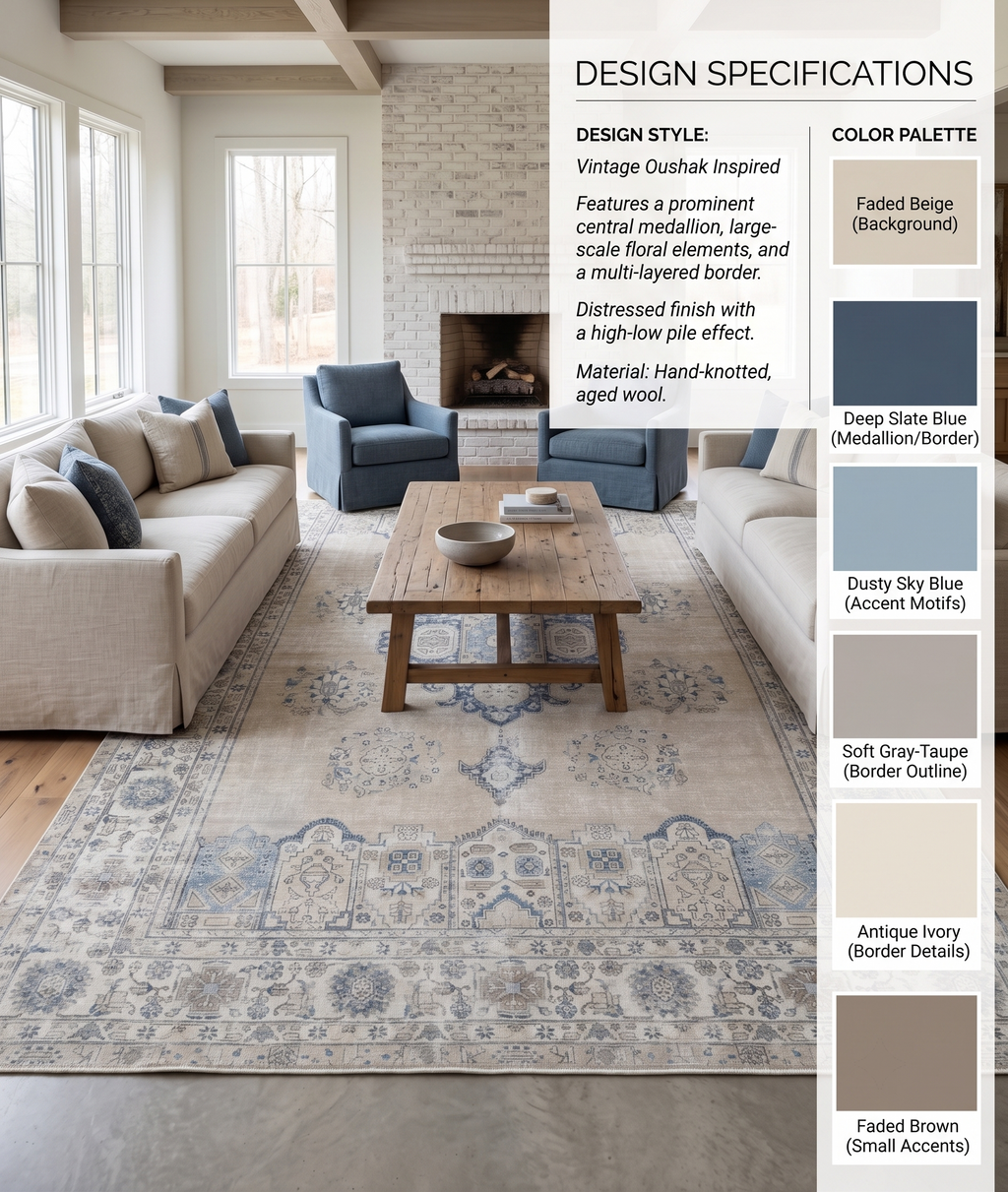 Artisan Faded Heritage Pure Wool Area Rug
