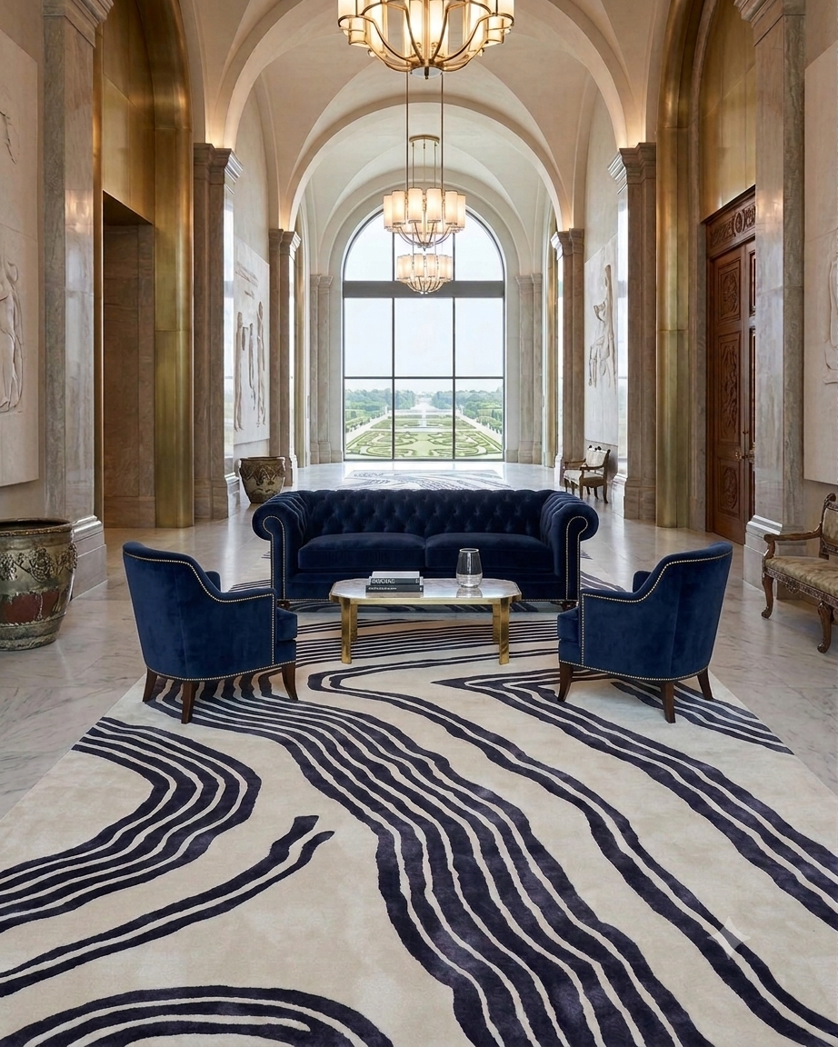 Ethereal Contour Silk Designer Rug